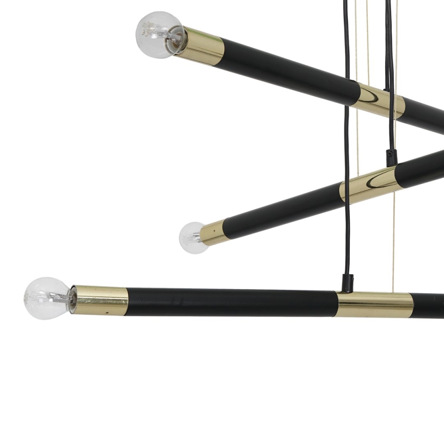 Candelabro pendurado BASTONE 6xE14/40W/230V preto/dourado
