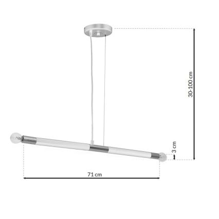 Candelabro pendurado BASTONE WHITE 2xE14/40W/230V branco/cromado brilhante