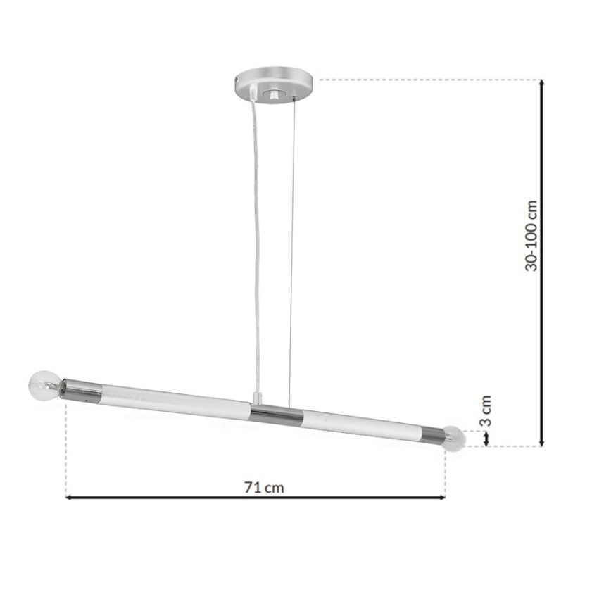Candelabro pendurado BASTONE WHITE 2xE14/40W/230V branco/cromado brilhante