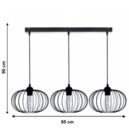 Candelabro pendurado BOCCA 3xE27/60W/230V