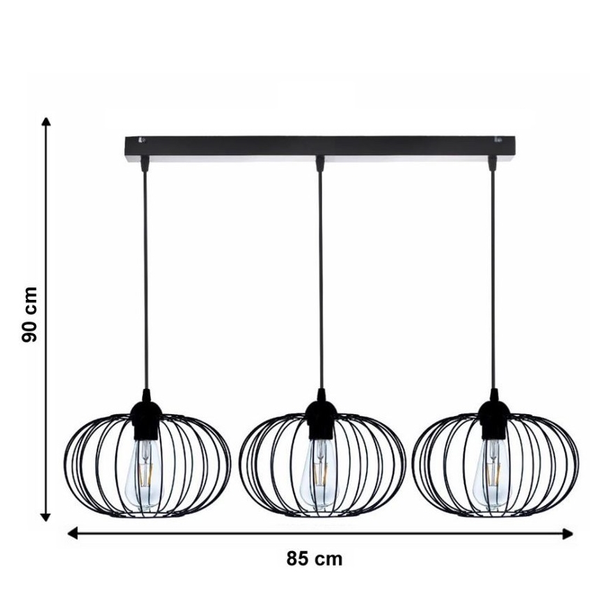 Candelabro pendurado BOCCA 3xE27/60W/230V