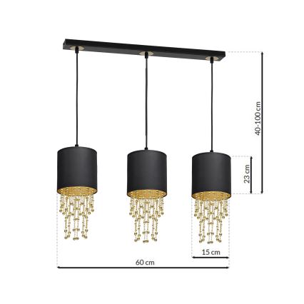 Candelabro sobre um fio ALMÉRIA 3xE27/60W/230V