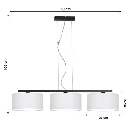 Candelabro sobre um fio ASTRA 3xE27/60W/230V branco