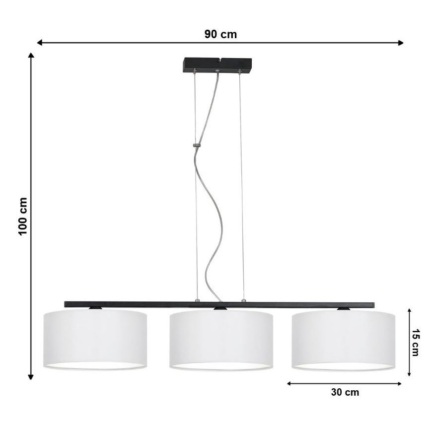 Candelabro sobre um fio ASTRA 3xE27/60W/230V branco