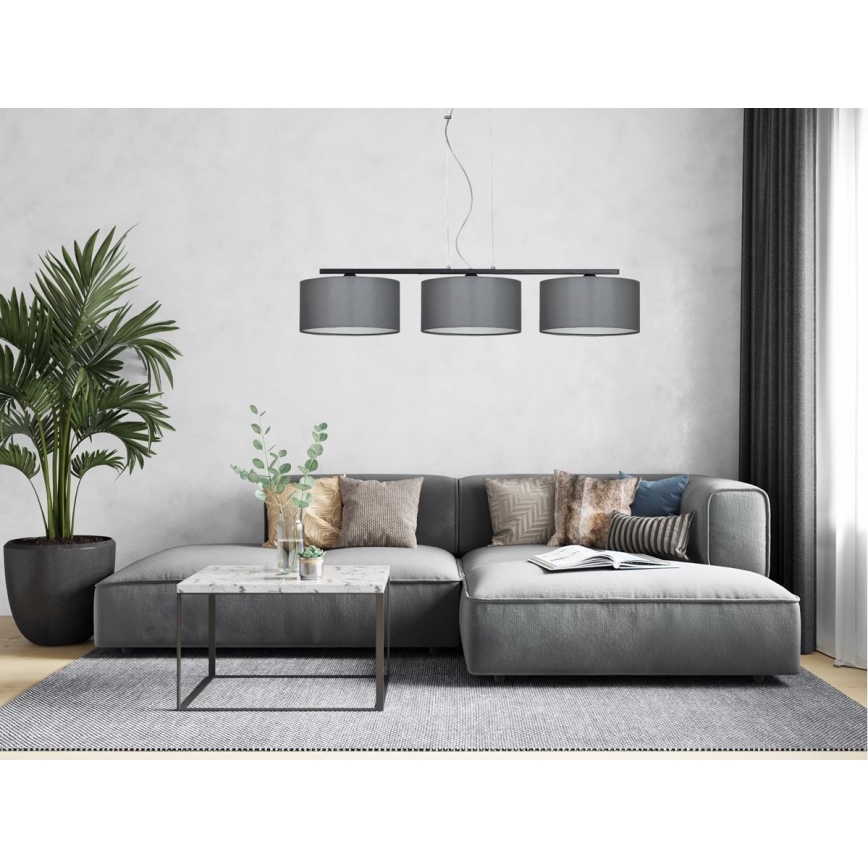 Candelabro sobre um fio ASTRA 3xE27/60W/230V cinzento