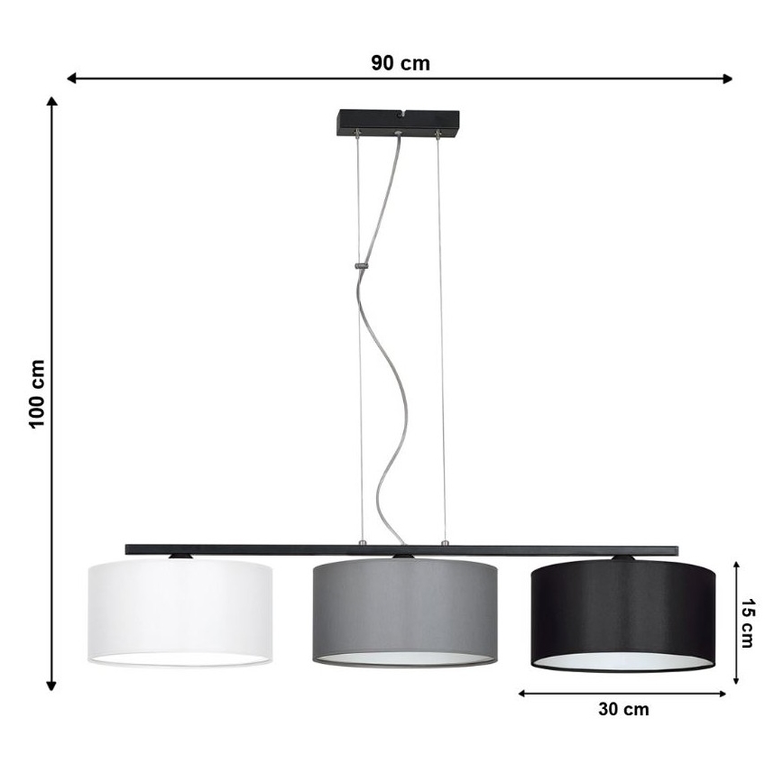Candelabro sobre um fio ASTRA 3xE27/60W/230V