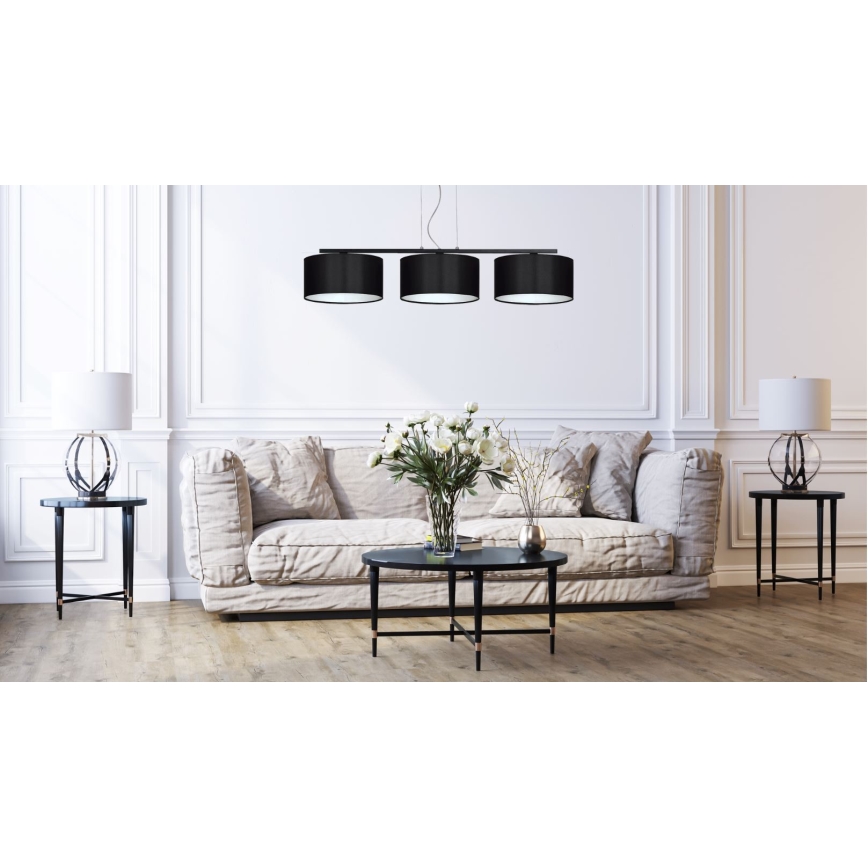 Candelabro sobre um fio ASTRA 3xE27/60W/230V preto