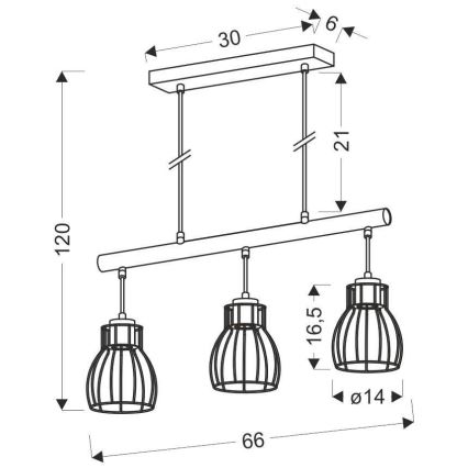 Candelabro sobre um fio BERNITA 3xE27/60W/230V