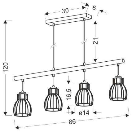 Candelabro sobre um fio BERNITA 4xE27/60W/230V