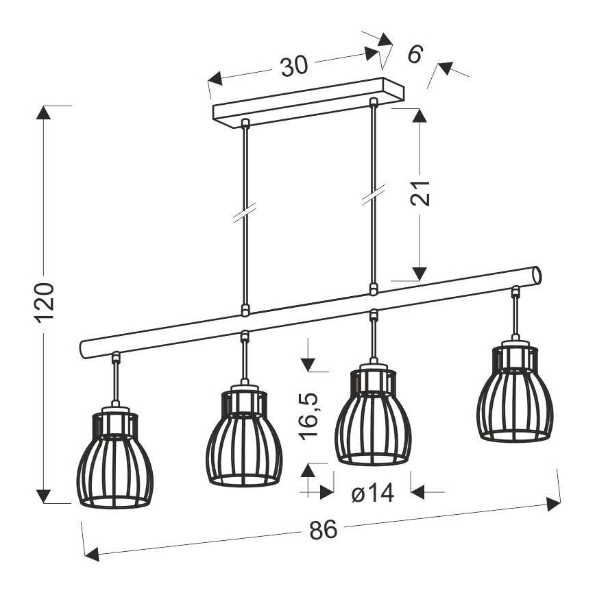 Candelabro sobre um fio BERNITA 4xE27/60W/230V