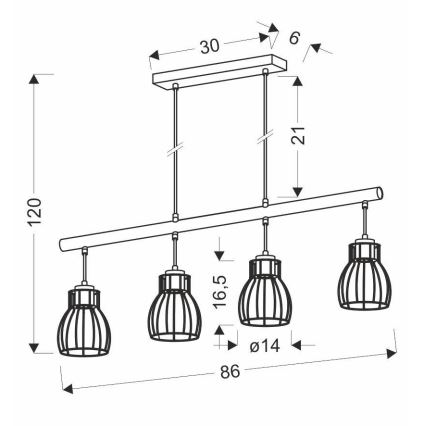 Candelabro sobre um fio BERNITA 4xE27/60W/230V