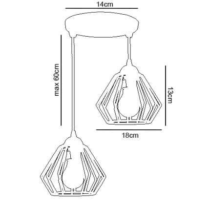 Candelabro sobre um fio CEED 2xE27/60W/230V