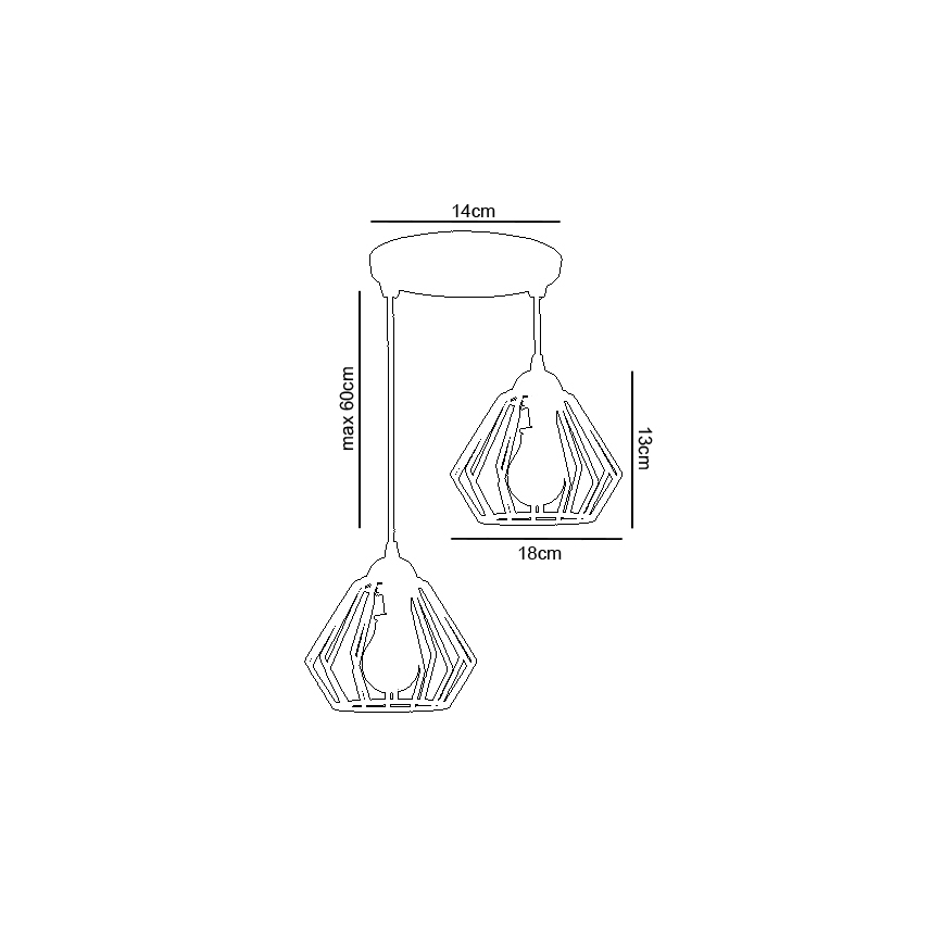 Candelabro sobre um fio CEED 2xE27/60W/230V