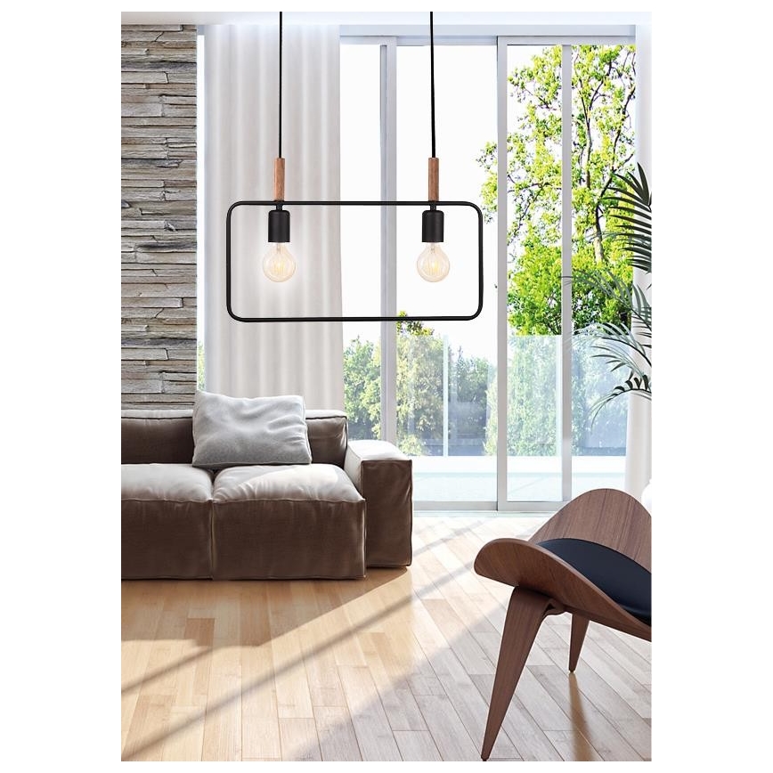 Candelabro sobre um fio FRAME 2xE27/60W/230V preto
