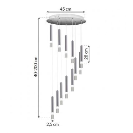 Candelabro sobre um fio ICE 12xLED/1W/230V