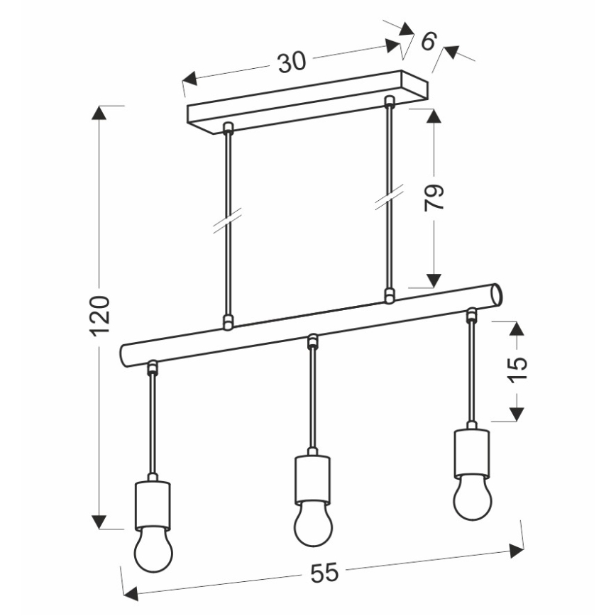 Candelabro sobre um fio IZZY 3xE27/60W/230V