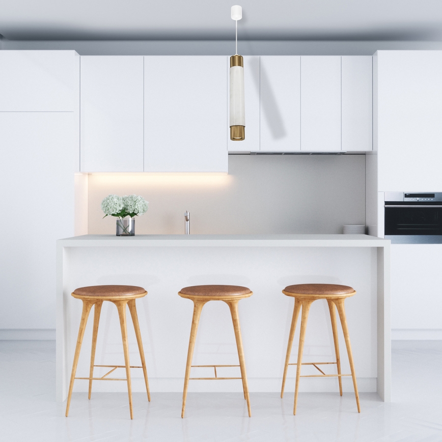 Candelabro sobre um fio Mármore branco/bronze 1xGU10/8W/230V