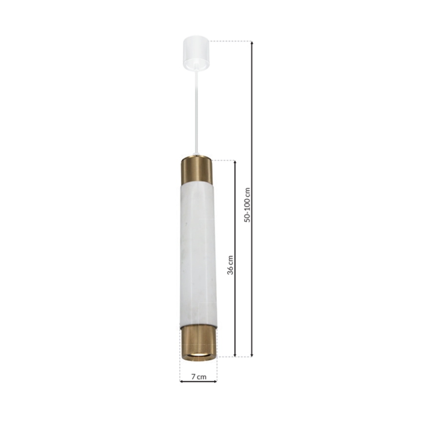 Candelabro sobre um fio Mármore branco/bronze 1xGU10/8W/230V
