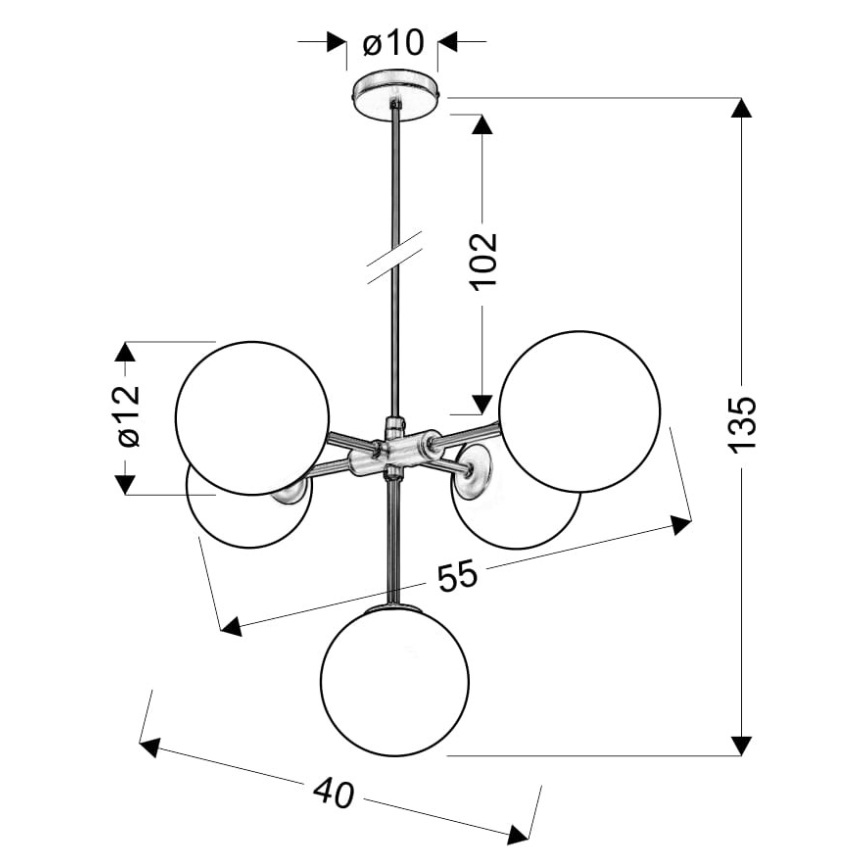 Candelabro sobre um fio MATI 5xG9/28W/230V