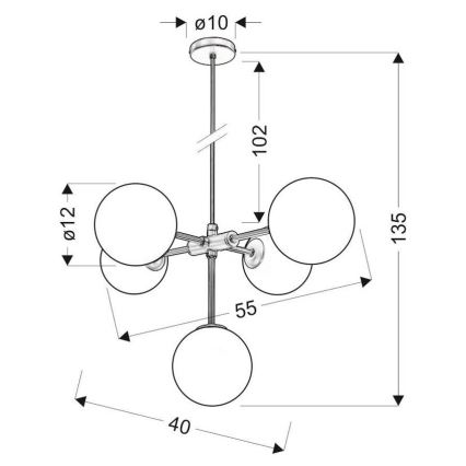 Candelabro sobre um fio MATI 5xG9/28W/230V
