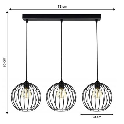 Candelabro sobre um fio MATT 3xE27/60W/230V