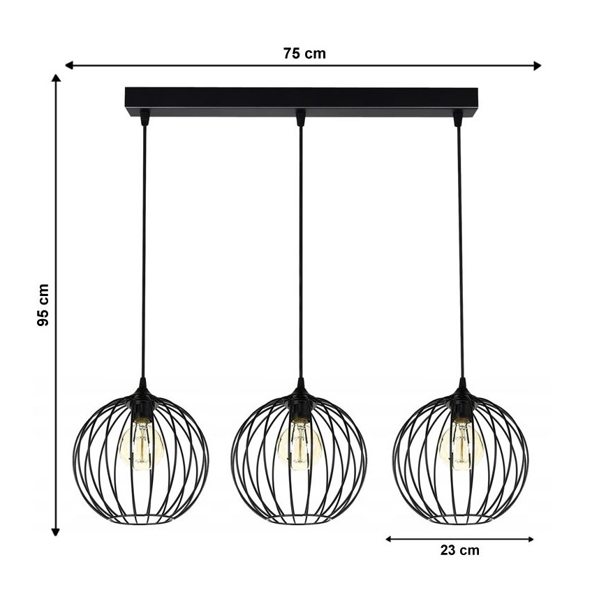 Candelabro sobre um fio MATT 3xE27/60W/230V