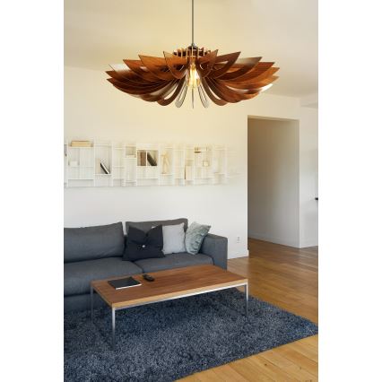 Candelabro suspenso 1xE27/60W/230V castanho diâmetro 52 cm