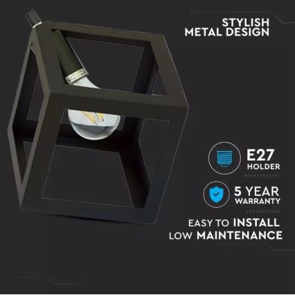 Candelabro suspenso 1xE27/60W/230V preto