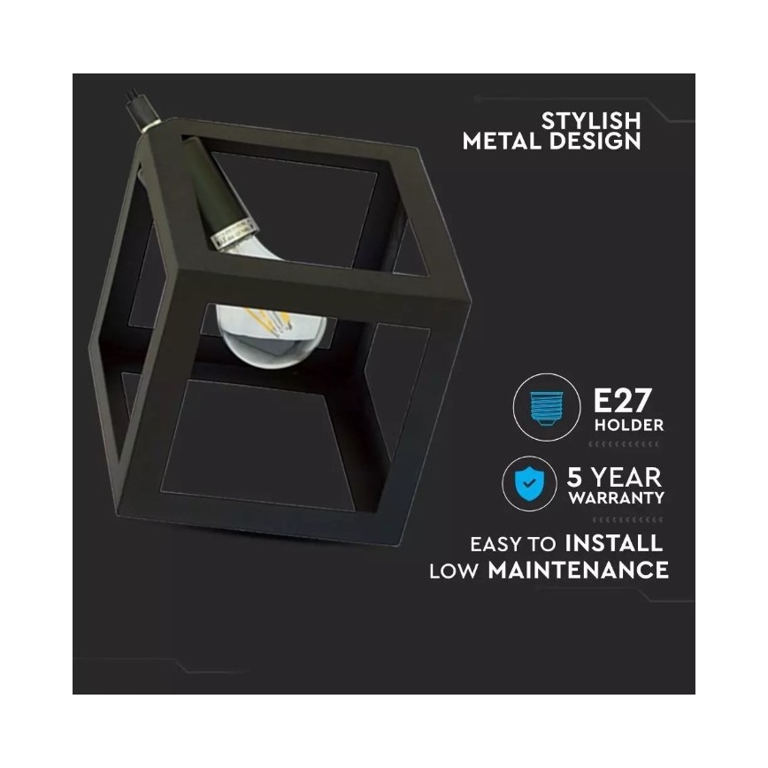 Candelabro suspenso 1xE27/60W/230V preto