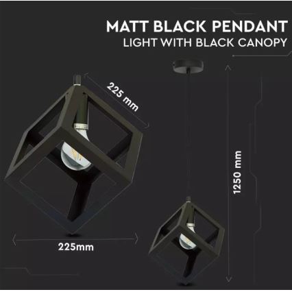 Candelabro suspenso 1xE27/60W/230V preto