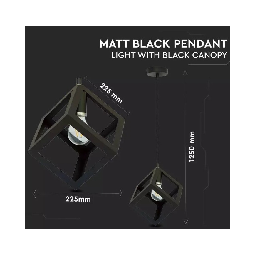 Candelabro suspenso 1xE27/60W/230V preto