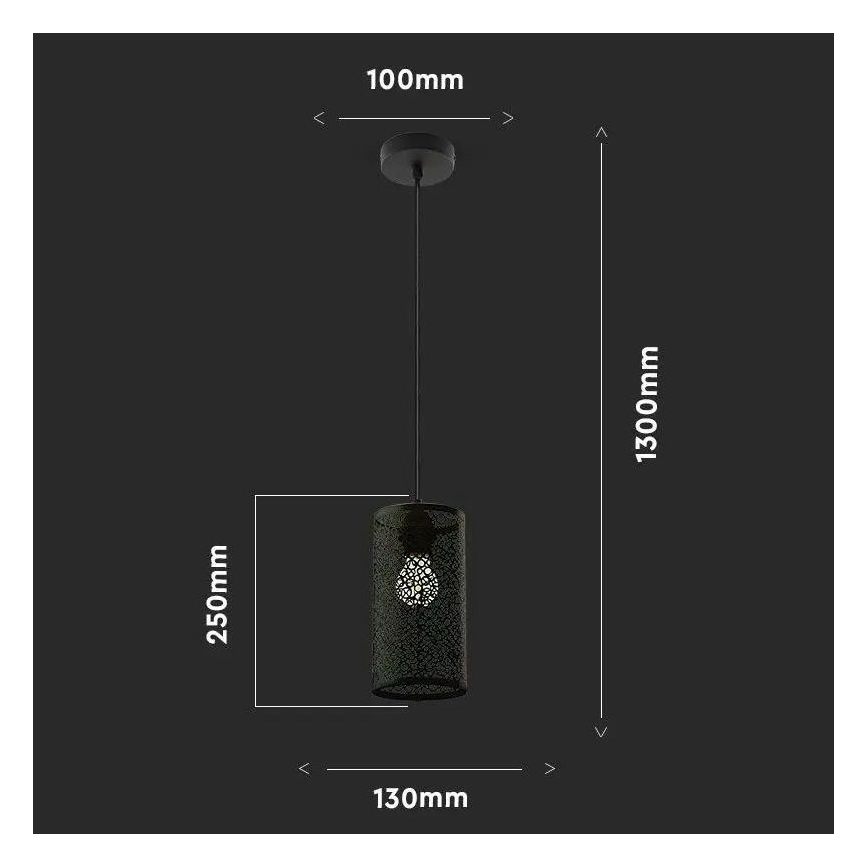 Candelabro suspenso 1xE27/60W/230V preto