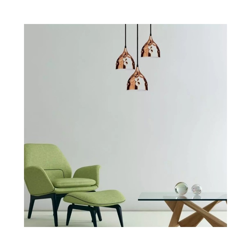 Candelabro suspenso 1xE27/60W/230V rosa dourado