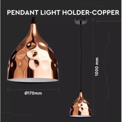 Candelabro suspenso 1xE27/60W/230V rosa dourado