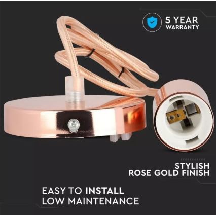 Candelabro suspenso 1xE27/60W/230V rosa dourado