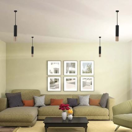 Candelabro suspenso 1xGU10/35W/230V 30 cm preto/dourado