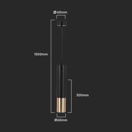 Candelabro suspenso 1xGU10/35W/230V 30 cm preto/dourado