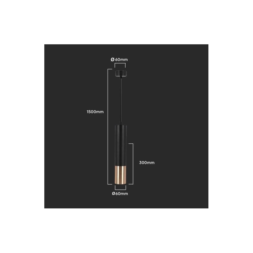 Candelabro suspenso 1xGU10/35W/230V 30 cm preto/dourado