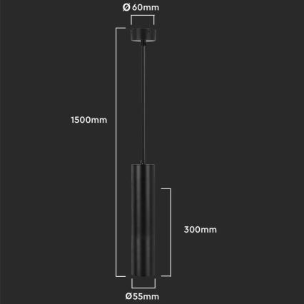 Candelabro suspenso 1xGU10/35W/230V 30 cm preto