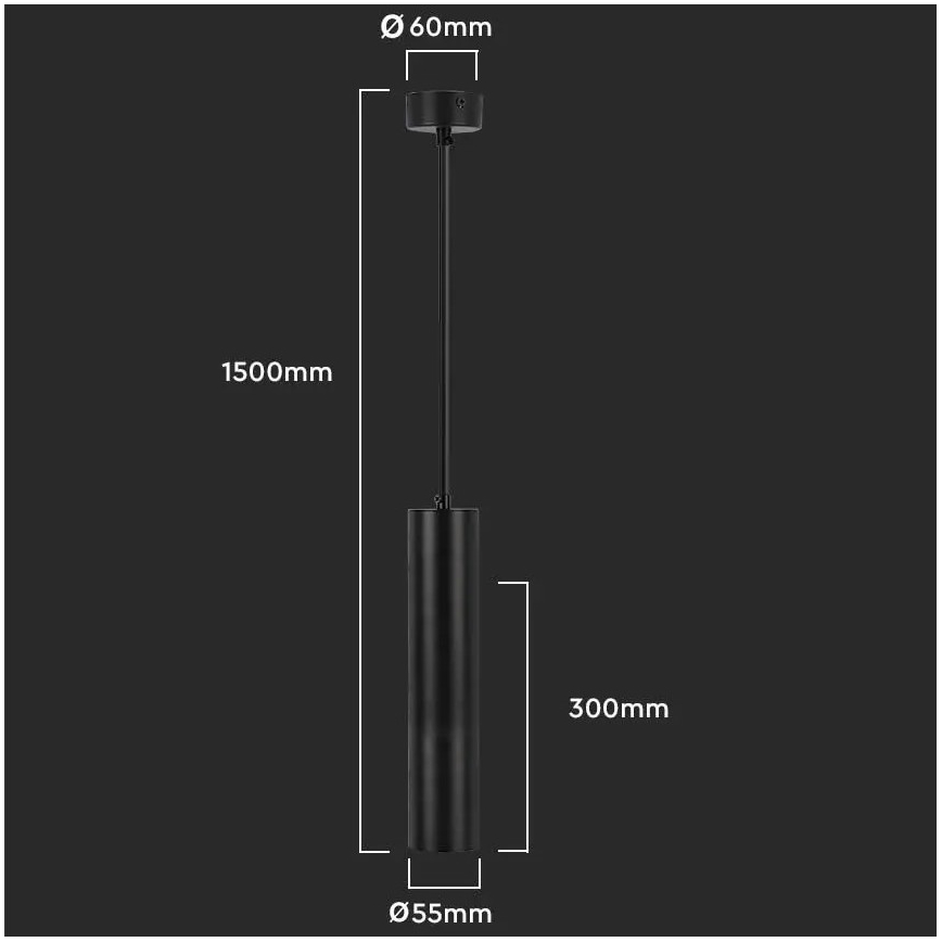 Candelabro suspenso 1xGU10/35W/230V 30 cm preto