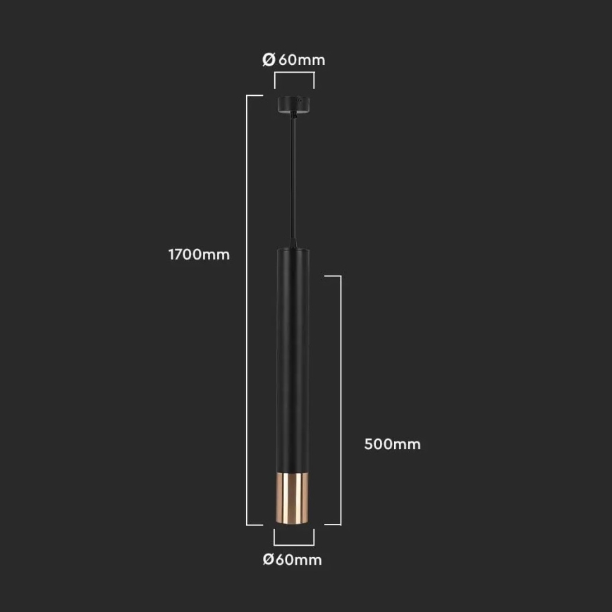 Candelabro suspenso 1xGU10/35W/230V 50 cm preto/dourado