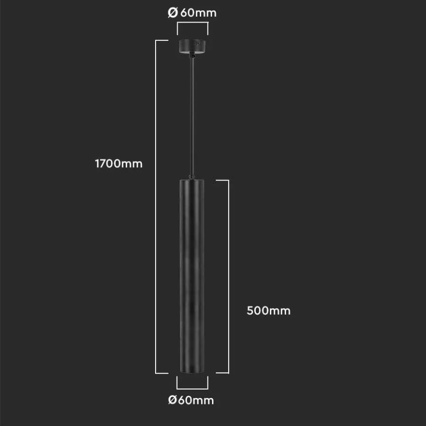 Candelabro suspenso 1xGU10/35W/230V 50 cm preto