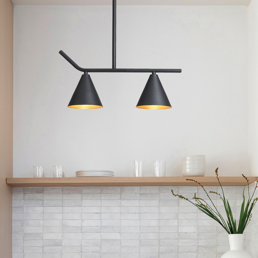 Candelabro suspenso 2xE27/40W/230V preto