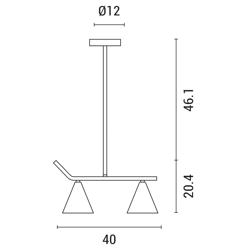Candelabro suspenso 2xE27/40W/230V preto