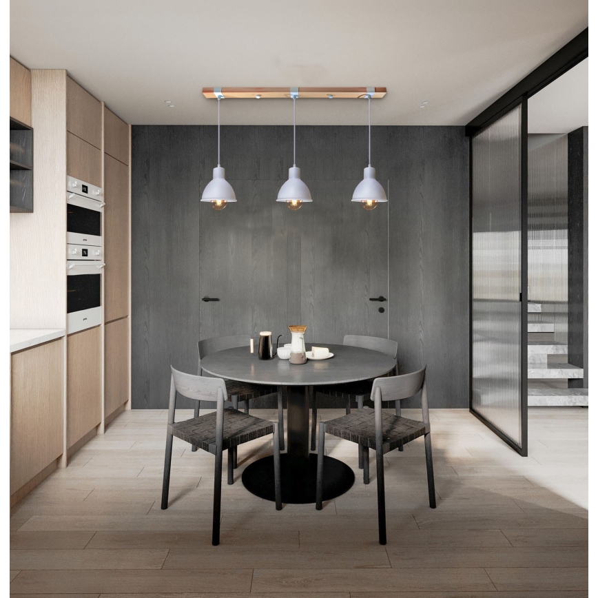 Candelabro suspenso 3xE27/40W/230V faia/branco