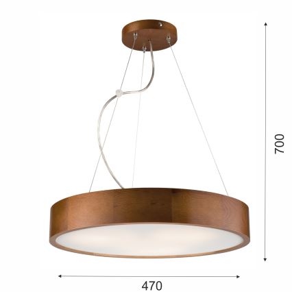 Candelabro suspenso 3xE27/60W/230V ø 47 cm pinho - FSC certificado