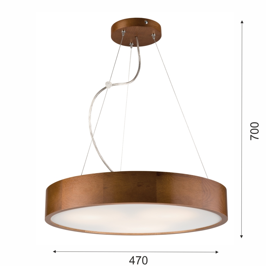 Candelabro suspenso 3xE27/60W/230V ø 47 cm pinho - FSC certificado