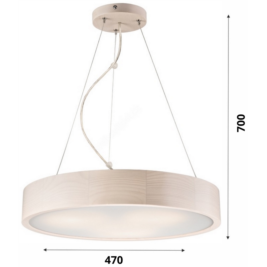 Candelabro suspenso 3xE27/60W/230V ø 47 cm pinho - FSC certificado