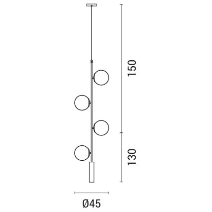 Candelabro suspenso 4xE27/10W/230V dourada
