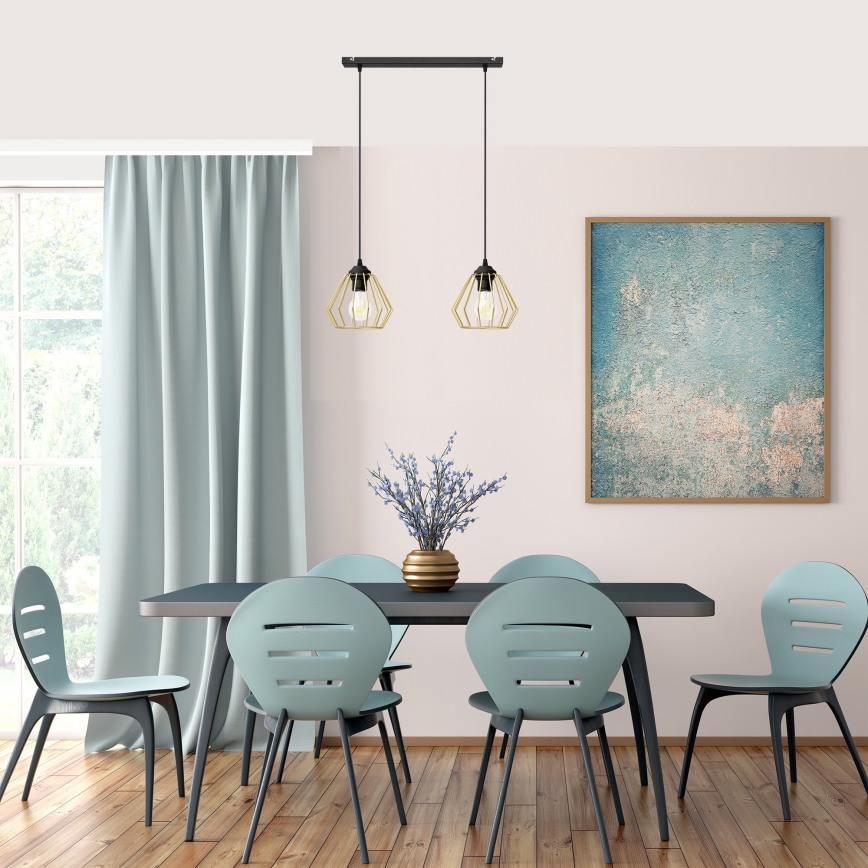Candelabro suspenso AGAT 2xE27/15W/230V dourado/preto